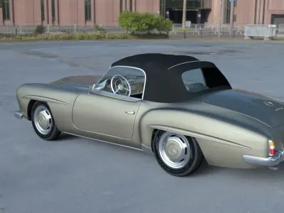 Full w interior Mercedes 190SL Soft Top 3D model