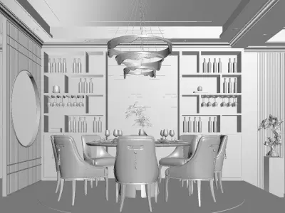 Modern Chinese family restaurant 3D model