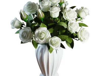 Flower Set 04 - White Roses Bouquet 3D model