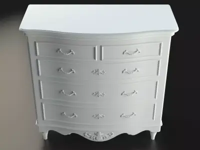 Antique-Style Chest of 5 Drawers 3D model