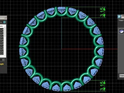 U Shaped Eternity Ring 3mm stone size swiss 19 and EU59 3D print model