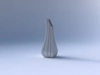 Vase top bent rectangle 2 with smooth vertical ribbons  3D print model