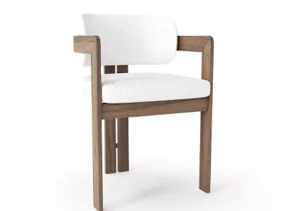 Boucle Curved Dining Chair 3D model