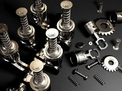 Piston Motor car Low-poly 3D model