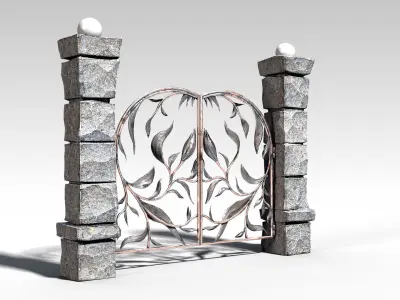 Decorative Metal Gates PBR Low-poly 3D model