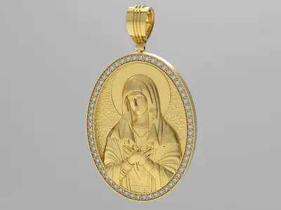 Pendant 3D print model gold with jesus 3D print model
