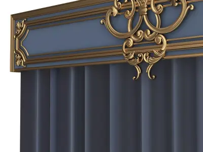 Cornice Classic Curtain 08 Low-poly 3D model