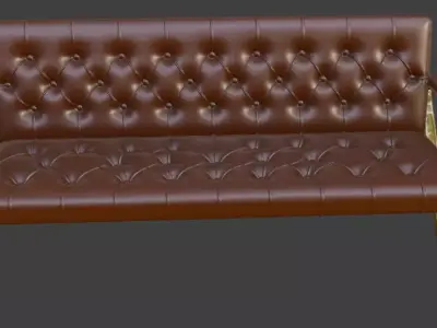 Luxury Tufted Leather Sofa 3D Model 3D model