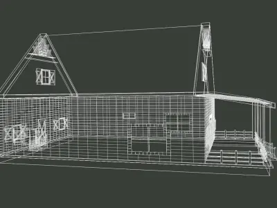 Country Farmhouse - White and Brown  Free 3D model