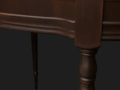 Vintage wooden table in gothic style Low-poly 3D model