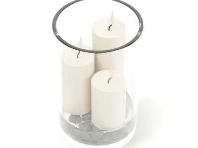 Candlesticks in Glass Vase 3D model