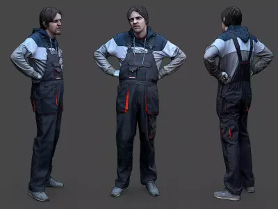 Stylized Car Mechanic Character 3D model