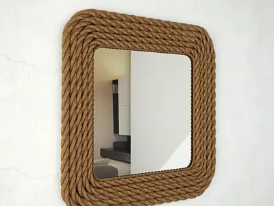 Square Nautical Rope Wall Mirror 3D model