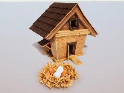 Stylize Village Props Kit 30 Plus Items Low-poly 3D model