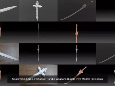 Castlevania Lords of Shadow 1 and 2 Weapons Bundle Print Models 3D Model Collection