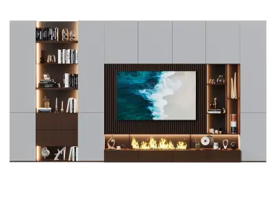 TV Wall set 173 3D Model 3D model