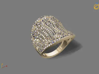 STL 3DM Print Ready Women Diamond Ring Lightweight Printable  3D print model 140