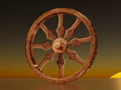 Konark Sun Temple chariot wheel Low-poly 3D model