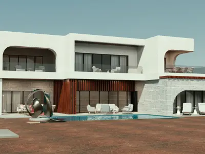 Luxury Landscape Villa Scene 3D model