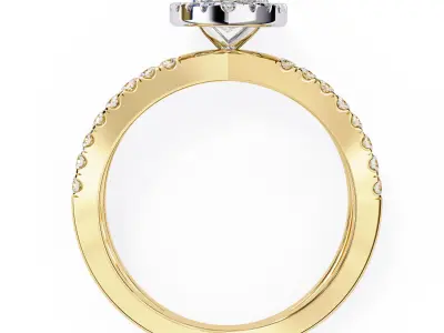 Classic crisscross Marquise Diamond halo setting ring 3D print model