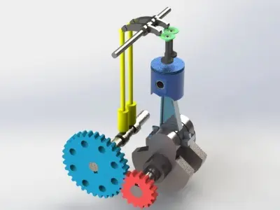 engine machine with gears 3D print model