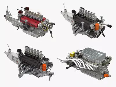 Ferrari Classic Engine Pack Bundle 3D Model Collection
