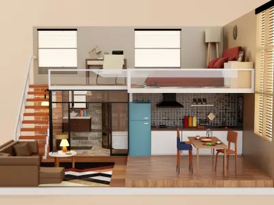 House interior Low-poly 3D model