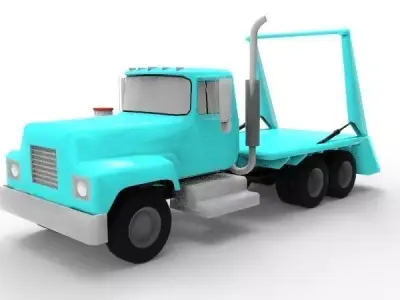 Game Blue Old Truck Low-poly 3D model