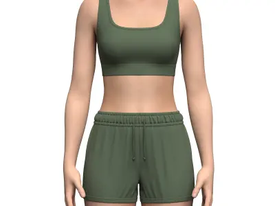 Female Sports Bra and Swim Shorts 3D model