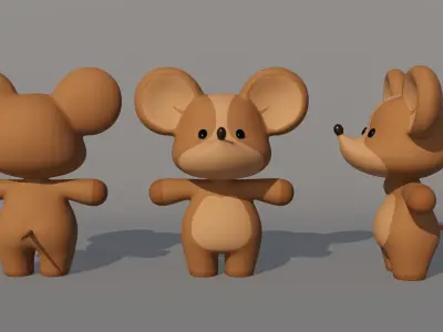 Rigged Cartoon Mouse Low-poly 3D model