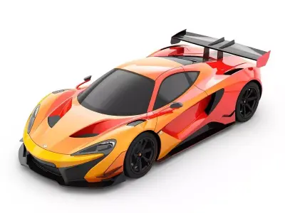 Orange Sporty Race Car 3D Model Low-poly 3D model