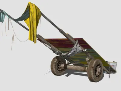 Donkey Cart Low-poly 3D model