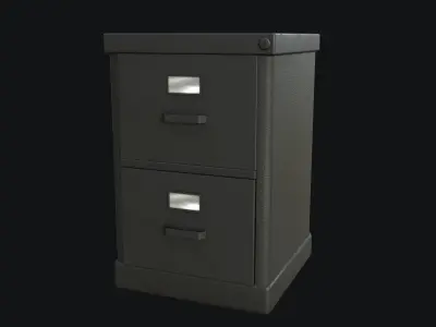 Filing Cabinet Modular Black PBR Game Ready Low-poly 3D model