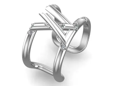 Gold Beautiful Diamonds Ring 3D print model