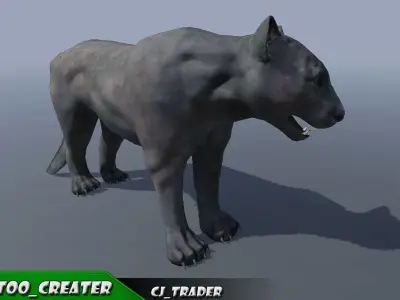 Lowpoly Wild Animal Puma Rigged 3D model Low-poly 3D model