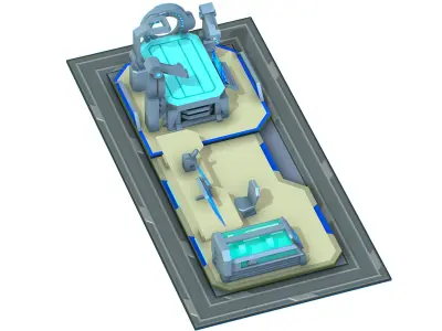 isometrical medical room hospital 01 Low-poly 3D model