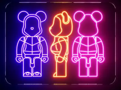 Kaws Bearbricks Neon Signs 3D model