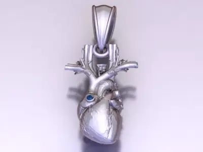 Luxury Anatomical Heart Pendant 3D Printable Art Jewelry 3D print model