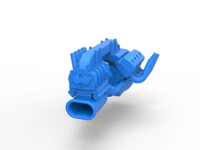 Engine V8 for vintage dragster Version 3 Scale 1 to 25 3D print model