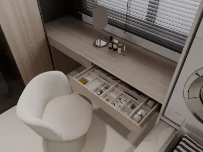 modern bedroom bathroom dressing room 3D model