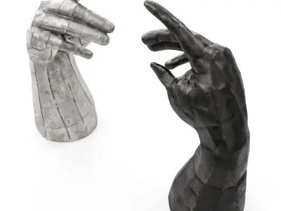Metal patch hand sculpture Low-poly 3D model