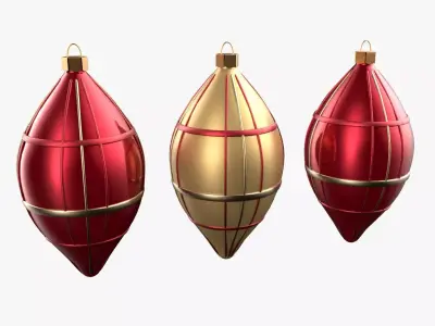 Christmas Tree Ornament Set6 - Red Yellow 3D model