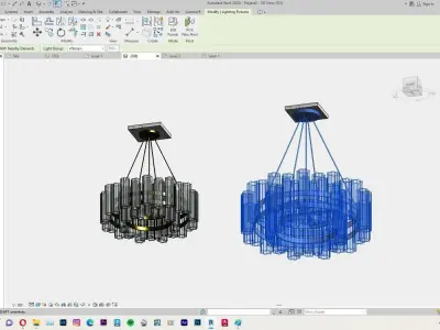 Chandelier or Classical Hanging Lamp Revit Family Interior 3D model