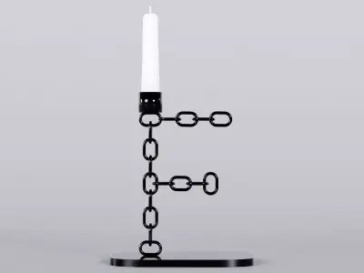  Alphabet F Chain Black Candleholder 3D Model True 4K PBR Render Low-poly 3D model