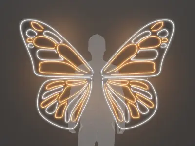 Butterfly Wings 1 - Neon Sign 3D model