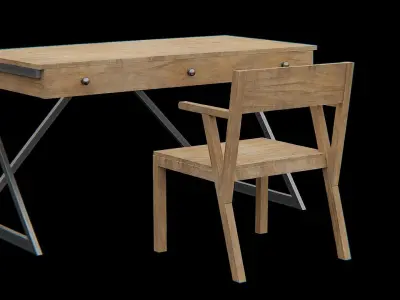 Table and Chair-furniture set Low-poly 3D model