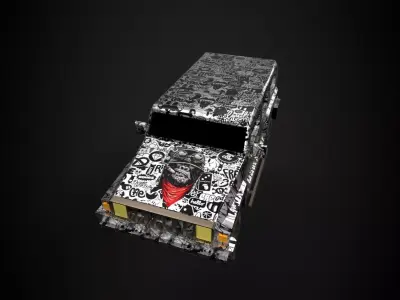 low poly hummer jeep with graffiti Low-poly 3D model