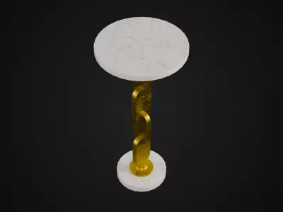 Brass and Marble Accent Table Low-poly 3D model