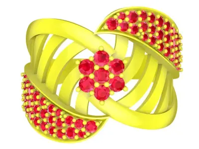 Luxury Interwoven Floral Diamond Ring 3D Model 5739 3D print model
