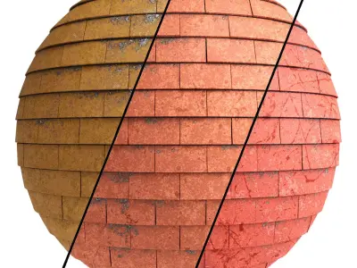 Roof Tile Materials 10- By 3 color Pbr By Sbsar 4k Texture